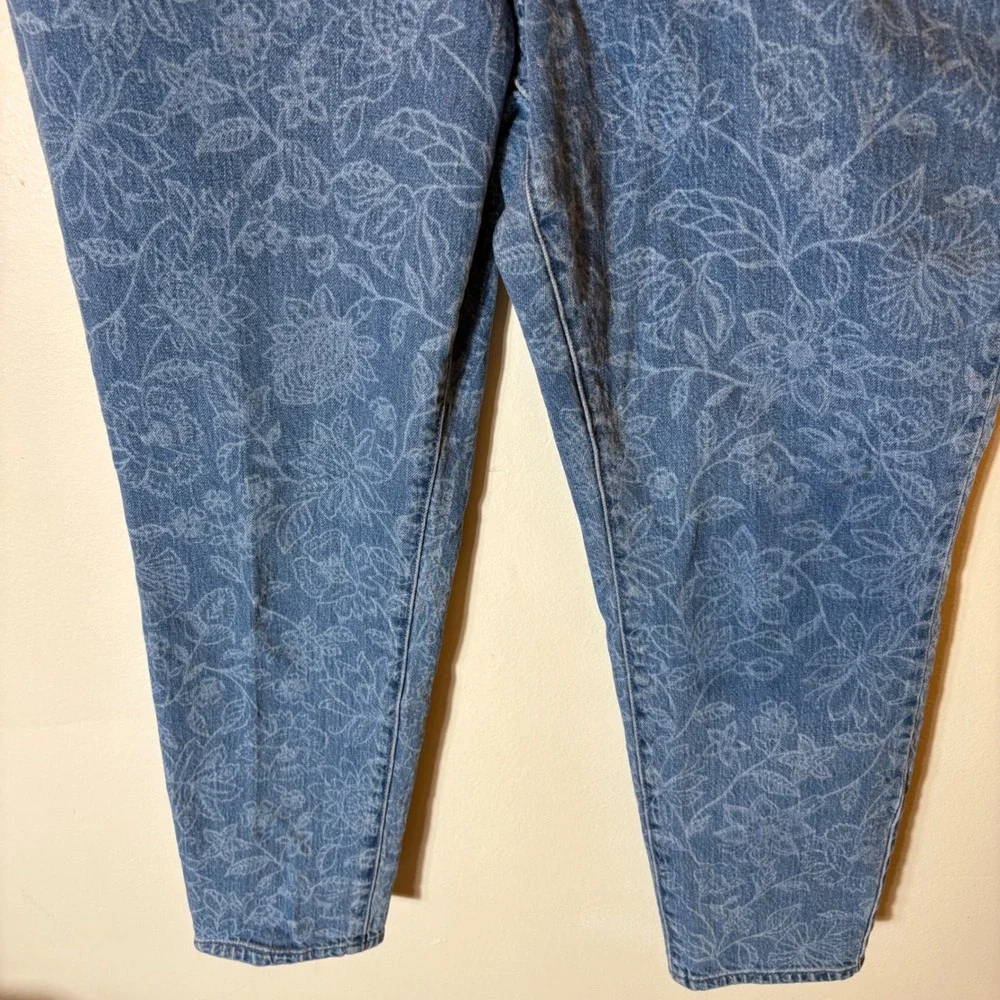 Talbots‎ Slim Ankle Jean in Linear Garden Blooms Floral Blue Denim Size 10P